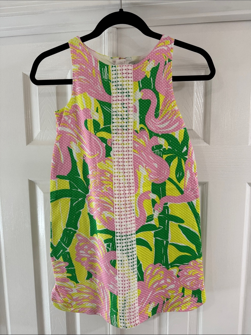 Lilly Pulitzer for Target Pink Green Yellow Flamingo Tank Dress with Eyelet Trim